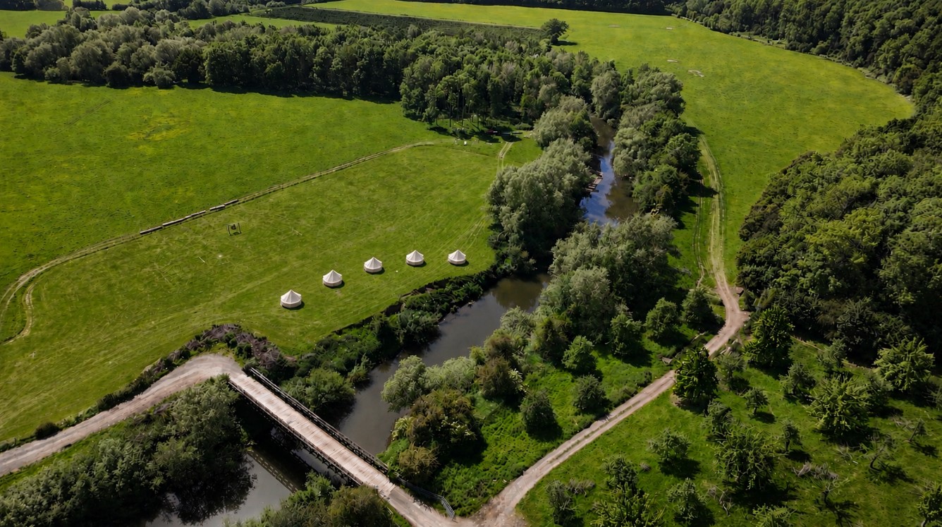 Five furnished bell tipis at Hopnest Retreats, Worcestershire